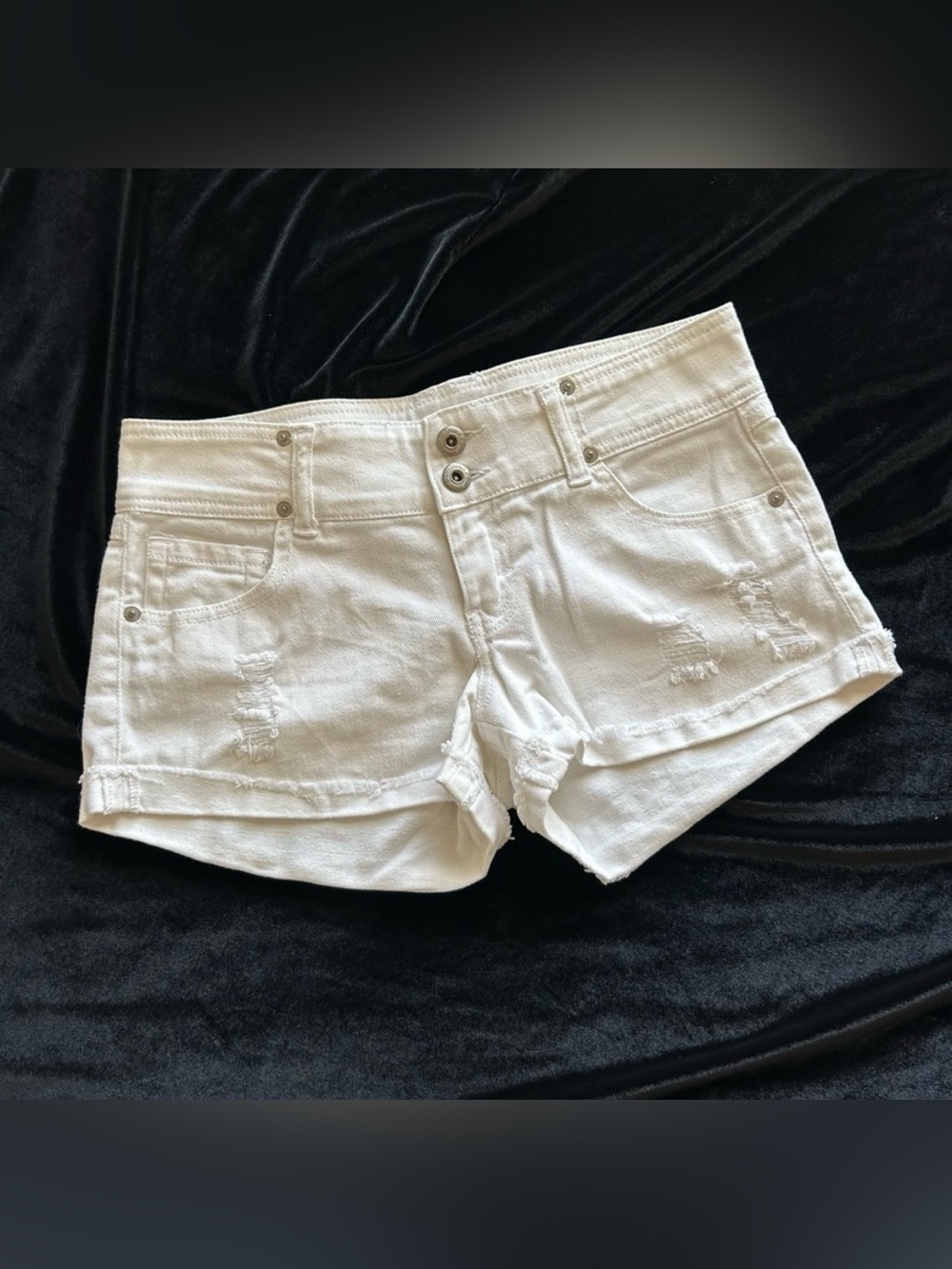 Blue Asphalt White Distressed Denim Short Shorts Size 3